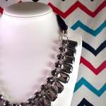 Crystal Gemstone And Ribbon Statement Bib Necklace