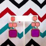 Kate Spade Inspired Geo Pink Purple Earrings