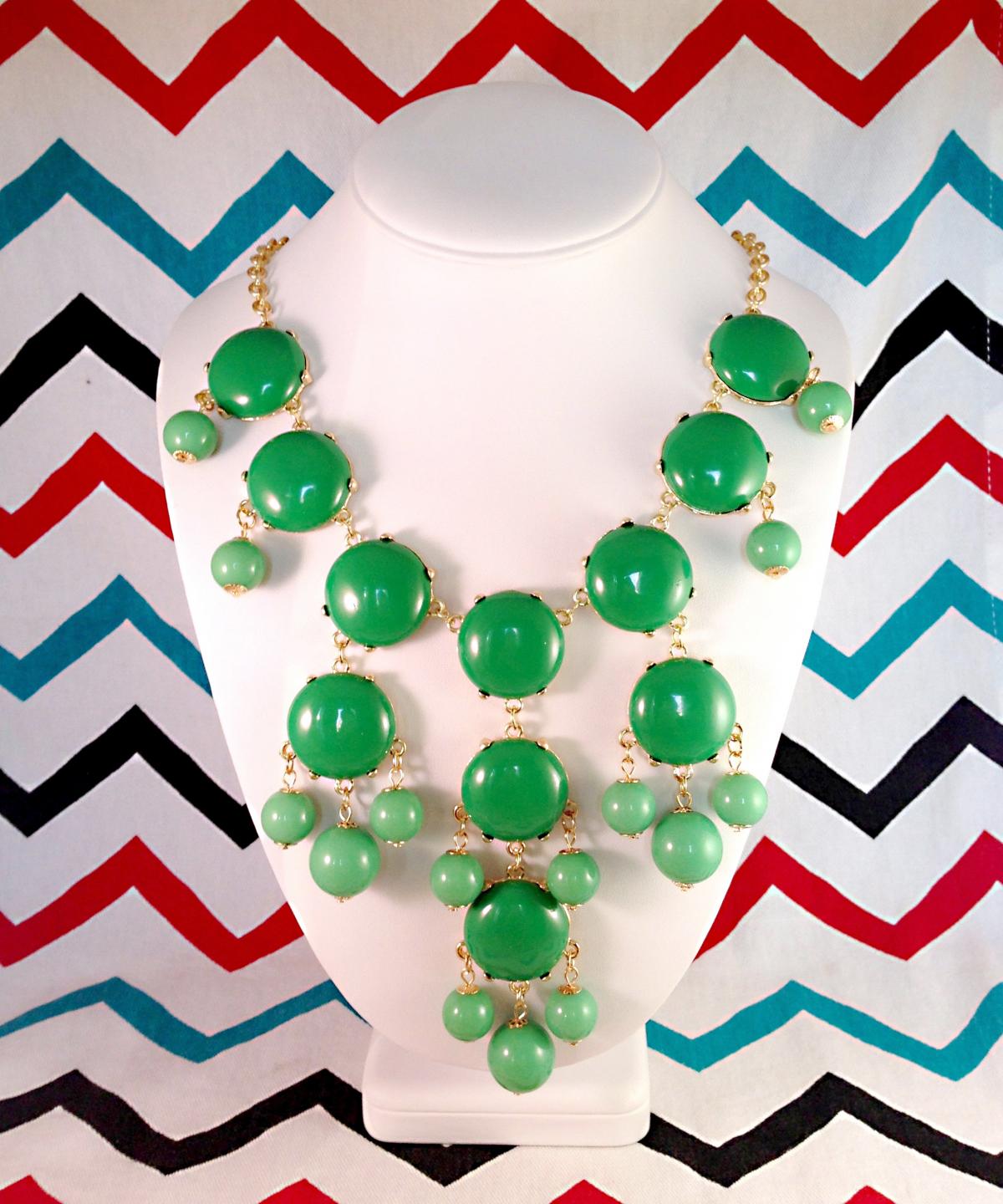 J-crew Inspired Bubble Bib Statement Necklace In Kelly Green- Ships From Usa!